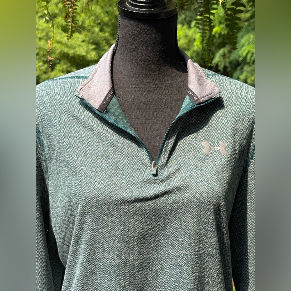 Under Armour Threadborne Teal Herringbone Quarter-Zip EUC Medium - Picture 7 of 8